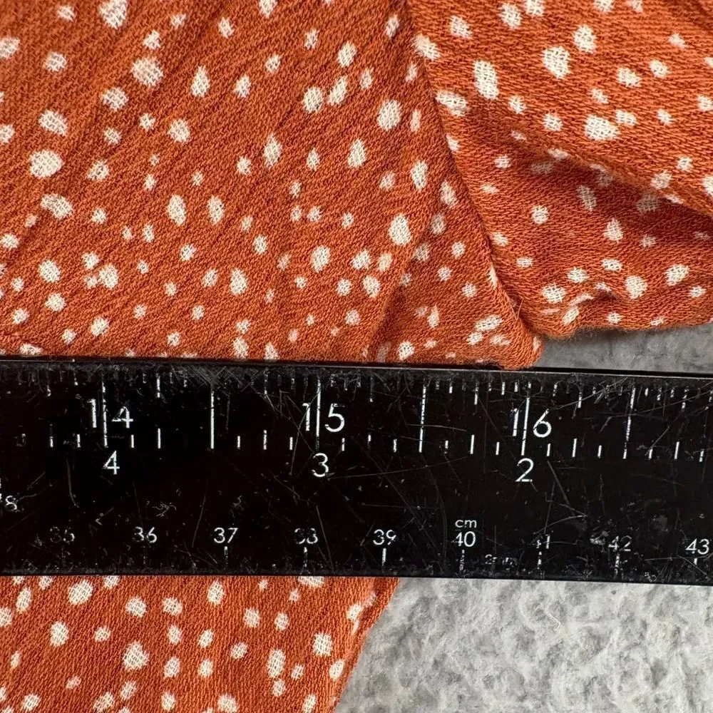 Abercrombie Puff Sleeve Smocked Crop Top Rust Polka Dot XS Boho Cottagecore Y2K